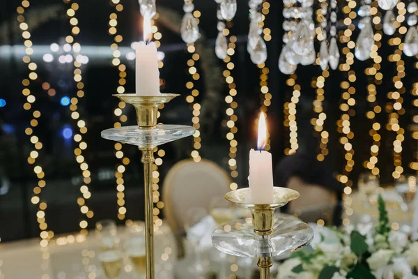 Beautiful View Decoration Candles Bokeh Lights Background — Stock Fotó