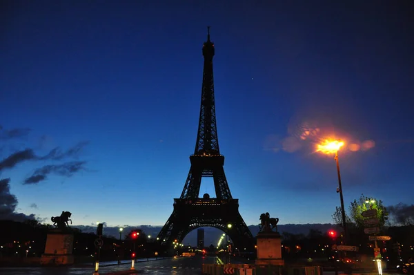 Una Hermosa Toma Torre Eiffel Por Noche — Foto de Stock