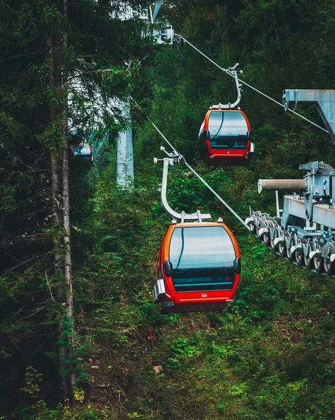 Uma Bela Vista Dos Teleféricos Campo — Fotografia de Stock