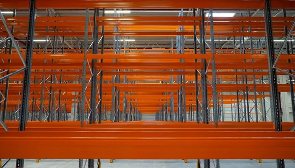 logistics warehouse with empty high racks in Germany