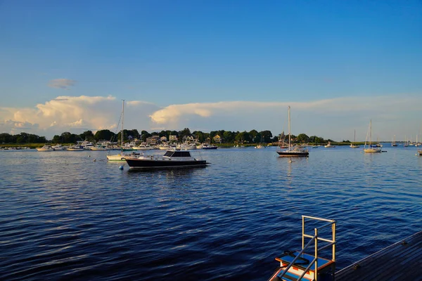 Beautiful View Calm River Boats — Fotografia de Stock