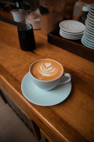 Zbliżenie Kawy Latte Art — Zdjęcie stockowe
