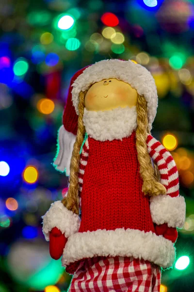 Іграшкові Різдвяні Прикраси Вибірковий Фокус Різдвяний Фон Ялинки — стокове фото