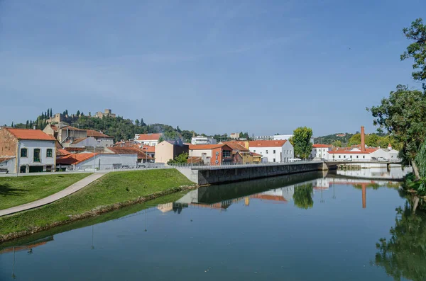 View City Tomar Bank Nabao River Center Portugal — Stock Photo, Image