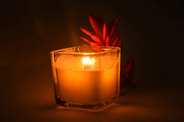 Closeup Aroma Candle Black Background — Fotografia de Stock