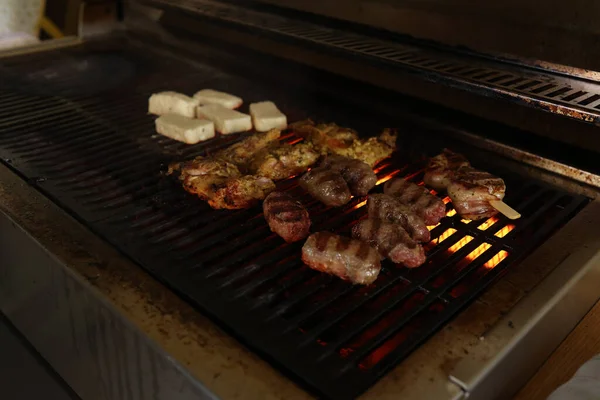 Closeup Delicious Fried Meat Grill — Stock Photo, Image