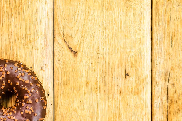 Chocolate Donut Glazed Sprinkles Wooden Table — Stock Photo, Image