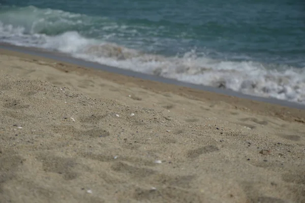 Beau Cliché Paysage Marin Une Plage Sable Fin Pendant Journée — Photo