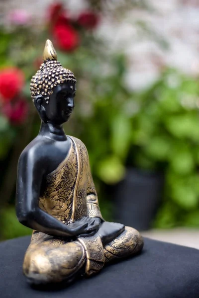 Vertical Closeup Statue Buddha Background Garden — 图库照片
