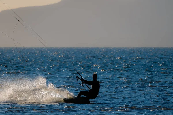 Female Kite Surfer Sunset — Stockfoto