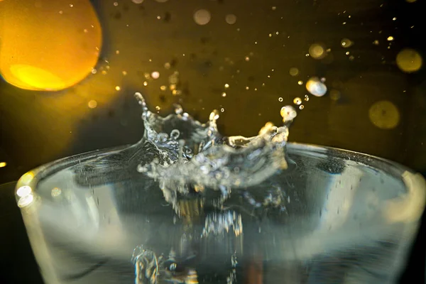Closeup Glass Water Droplet Splash — ストック写真
