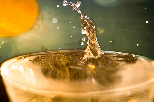 Closeup Glass Water Droplet Splash — Stok fotoğraf