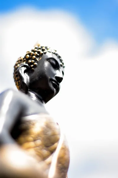 Vertical Closeup Statue Buddha Background Sky — 图库照片