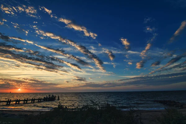 Прекрасний Схід Сонця Над Морем Старий Сайбрук Штат Коннектикут Сша — стокове фото