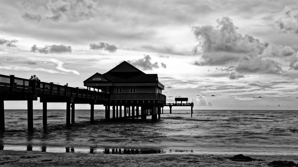 Grayscale Shot Exotic Wooden Hut Beach Royalty Free Stock Photos