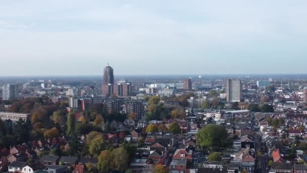 Luchtfoto Van Huizen Binnenstad Van Kleine Stad — Stockvideo