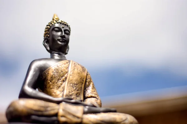 Closeup Statue Buddha Background Sky — 图库照片