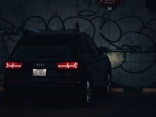 Calgary Canada Nov 2021 Une Audi Noire Stationnée Sur Parking — Photo