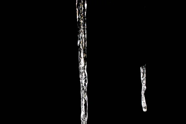 Selective Focus Shot Icicles Black Background — Stock Photo, Image