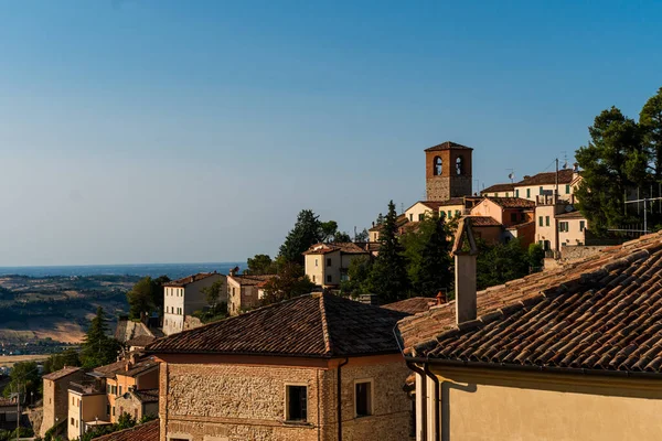 Areal Landcape Medieval Riverside Fossombrone Town Urbino Marche Italy — стоковое фото