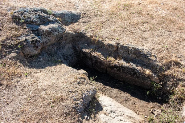 Antiguo Cementerio Judío Ciudad Plasencia Tumbas Vacías Excavaciones Arqueológicas —  Fotos de Stock