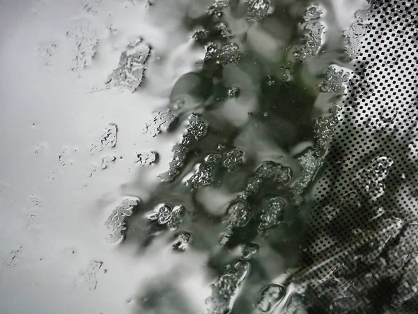 Closeup Shot Car Windshield Heavy Rain Gloomy Day — Stockfoto