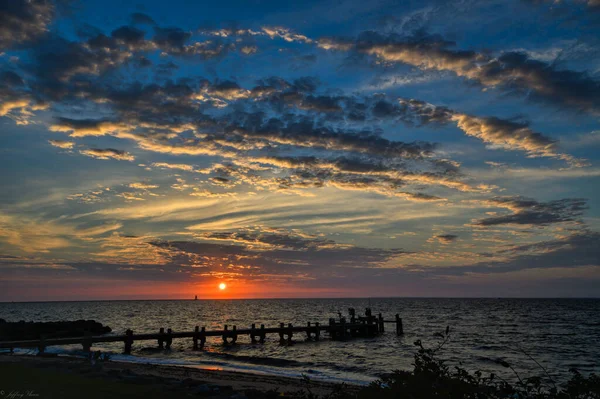 Gyönyörű Napfelkelte Tenger Felett Old Saybrook Connecticut Egyesült Államok — Stock Fotó