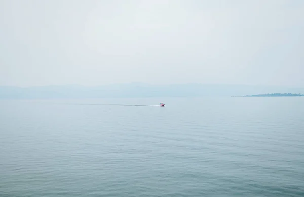 Boat Sea Foggy Background — 图库照片