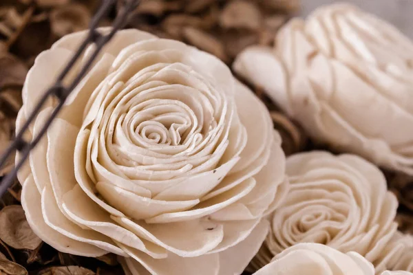 Gros Plan Roses Artificielles Blanches — Photo