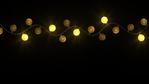 Christmas Lights Garland Dark Background — Stock Video