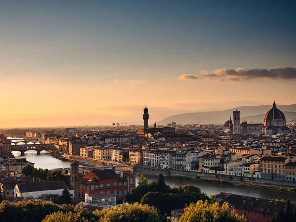 Letecký Pohled Panorama Florencie Při Západu Slunce Itálii — Stock fotografie