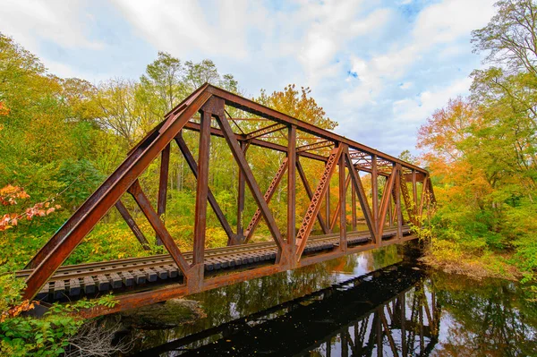 Puente Del Tren Sobre Río Yantic Uncas Falls Norwich Connecticut — Foto de Stock