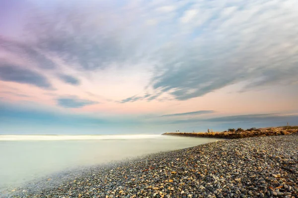 Tranquil Scenery Colorful Sky Beach Dawn — Zdjęcie stockowe