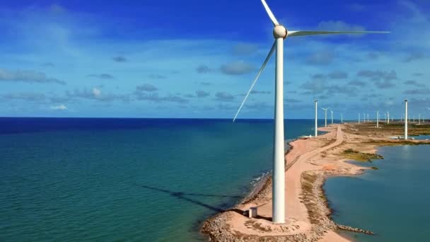 Wind Turbines Renewable Energy Nature Concept Background — стоковое видео
