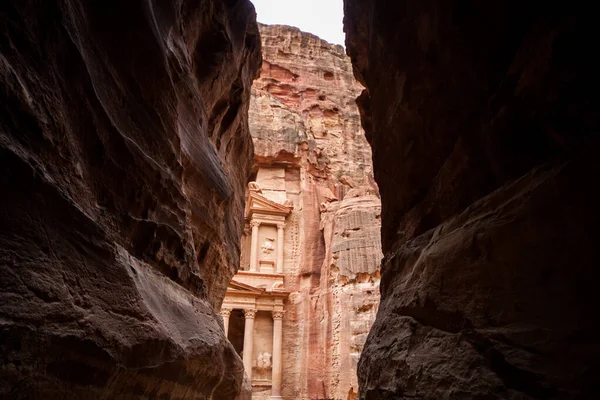 Ett Gammalt Tempel Petra Jordanien — Stockfoto