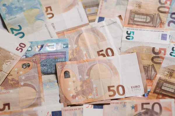 Billets Euros Comme Fond Texture Vue Rapprochée Fond Caisse Euros — Photo