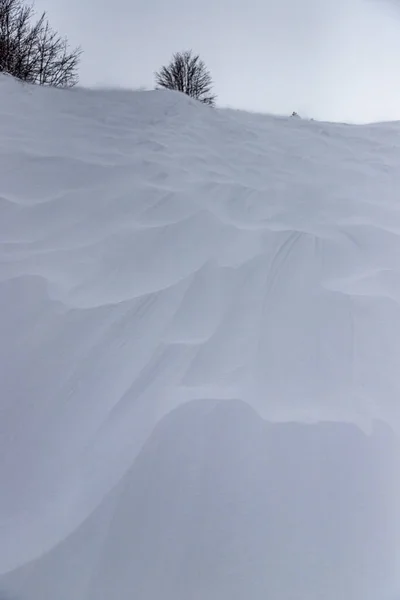 Vertical Shot Pistes Hills Covered Snow Cloudy Sky — Stock Photo, Image