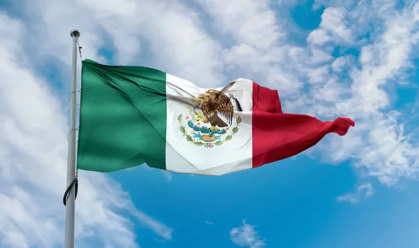 Mexiko Flagga Realistisk Viftande Tyg Flagga — Stockfoto