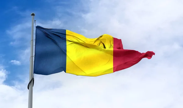 Μια Τρισδιάστατη Απεικόνιση Μιας Σημαίας Τσαντ Ρεαλιστική Κυματιστή Σημαία Υφάσματος — Φωτογραφία Αρχείου