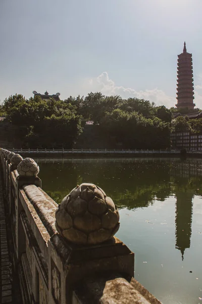 越南宝塔白顶的垂直拍摄 — 图库照片