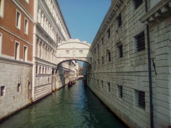 Gyönyörű Kilátás Nyílik Sóhajok Hídjára Rio Palazzo Felett Velence Olaszország — Stock Fotó