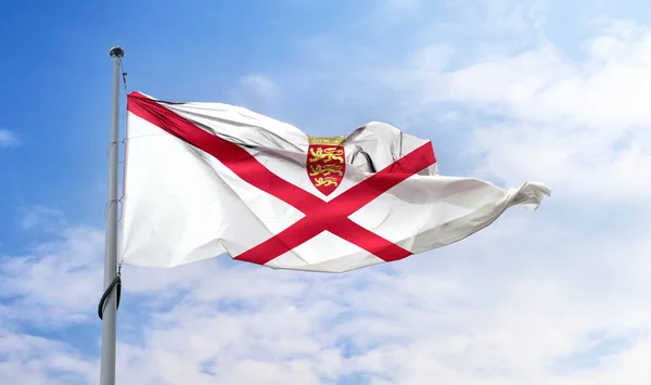 Flaga Jersey Realistyczna Flaga Falistej Tkaniny — Zdjęcie stockowe