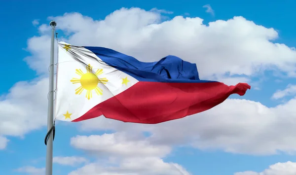 Flaga Filipin Realistyczna Flaga Tkaniny Machającej — Zdjęcie stockowe