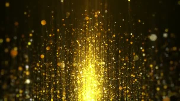 Weihnachten Goldene Partikel Auf Dunklem Hintergrund — Stockvideo