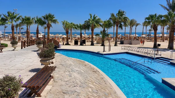 Hurghada Egypt 2021 이집트 Steigenberger Dau Beach Hotel 수영장 — 스톡 사진