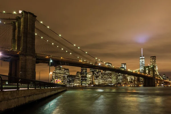 Vista Lower Manhattan Edifício World Trade One Ponte Circundante Brooklyn — Fotografia de Stock