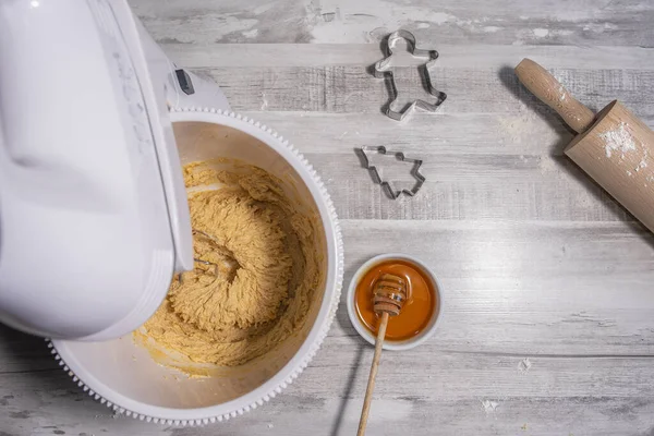 Primer Plano Del Material Para Hacer Galletas Jengibre Canela —  Fotos de Stock