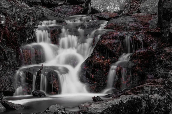 Waterfall Flowing Rocks Autumn — Stockfoto