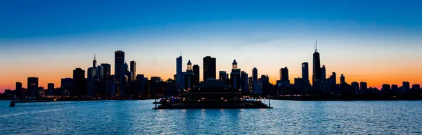 Una Toma Panorámica Chicago Desde Lago Michigan Atardecer —  Fotos de Stock