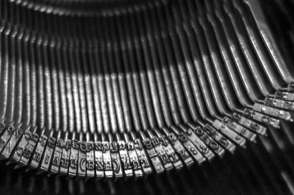 Closeup Shot Metal Letters Vintage Mechanical Typewriter — Stock Photo, Image